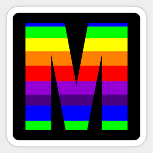 The Letter M in Rainbow Stripes Sticker